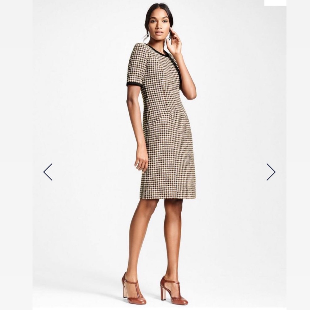Brooks Brothers Checked Tweed A-Line Dress Size 10 Like New